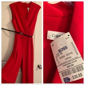 Long, red jumpsuit